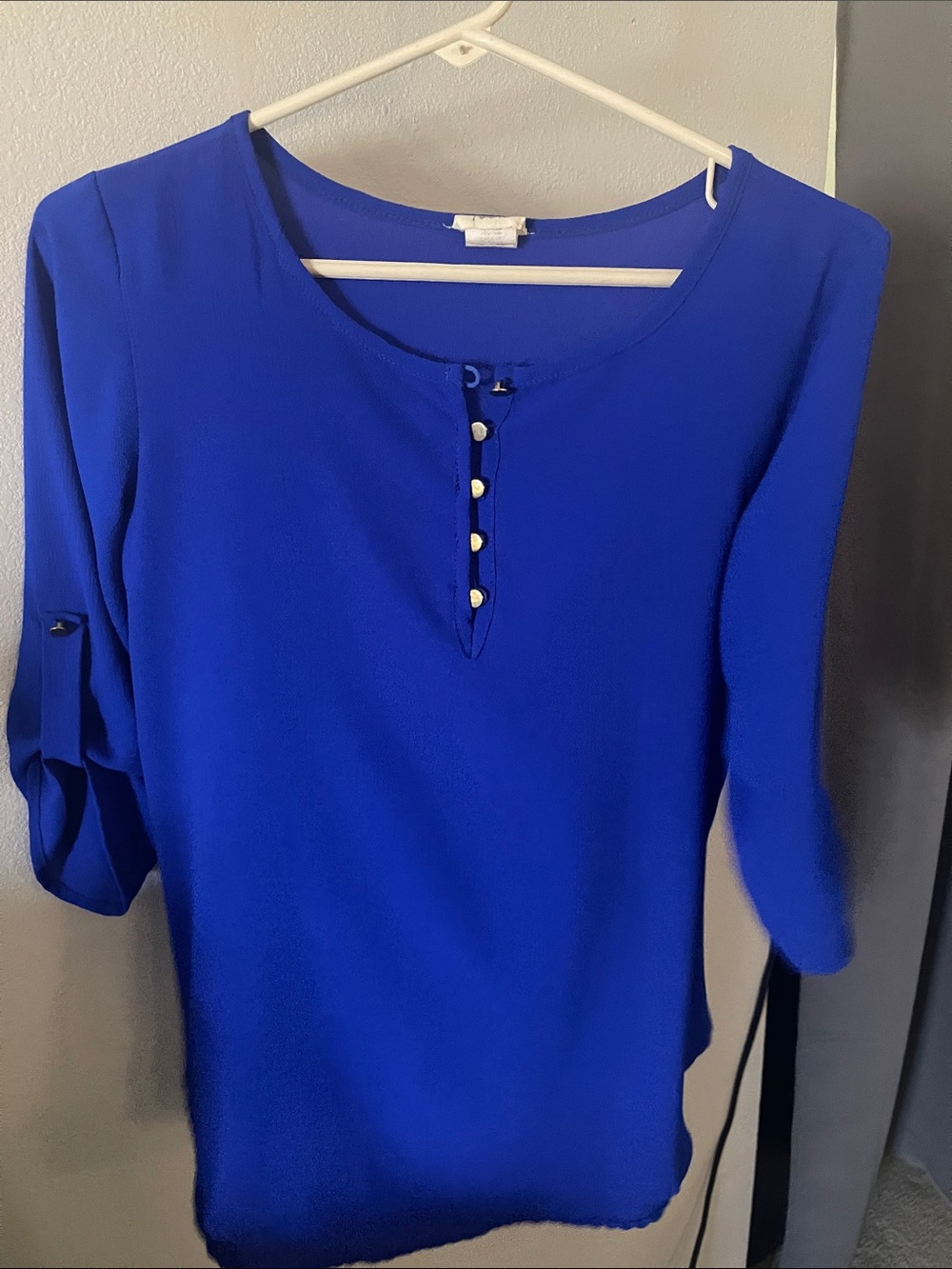 Classic Women’s Royal Blue Henley Blouse